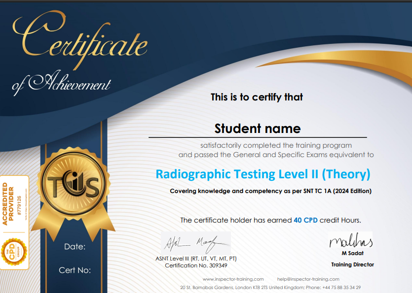 Rt Program Graduate NDT Online Training Course - Radiographic Testing (RT) Level II