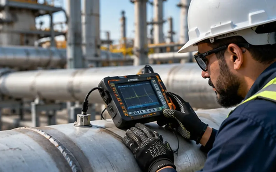 Non-destructive testing of industrial pipework